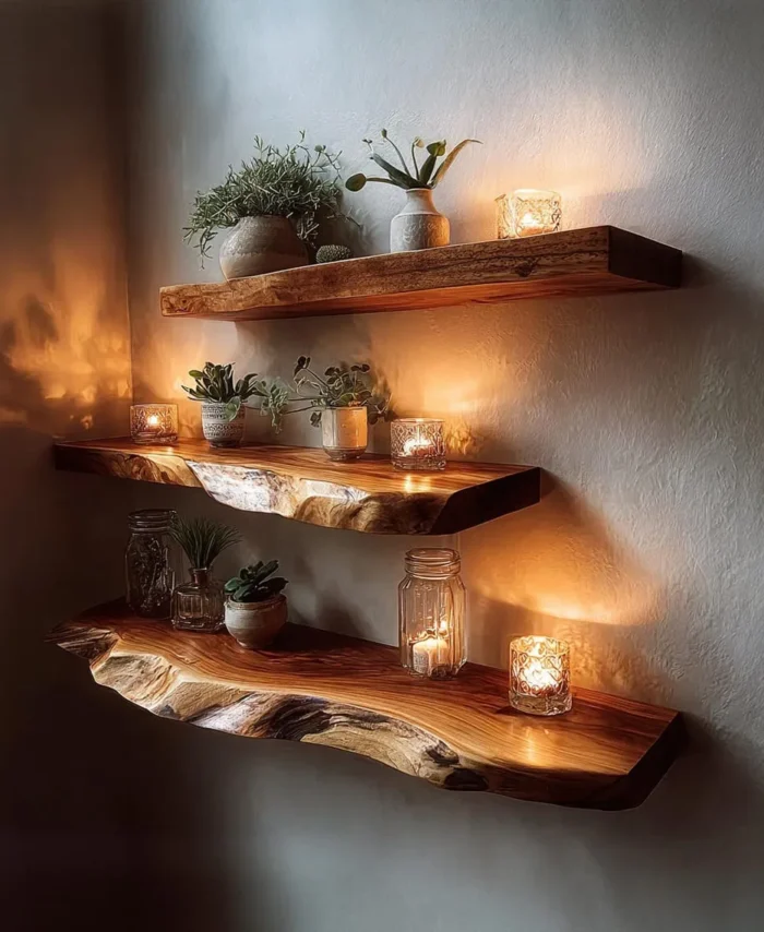 Solid Wood Floating Shelf – Rustic Display Shelf