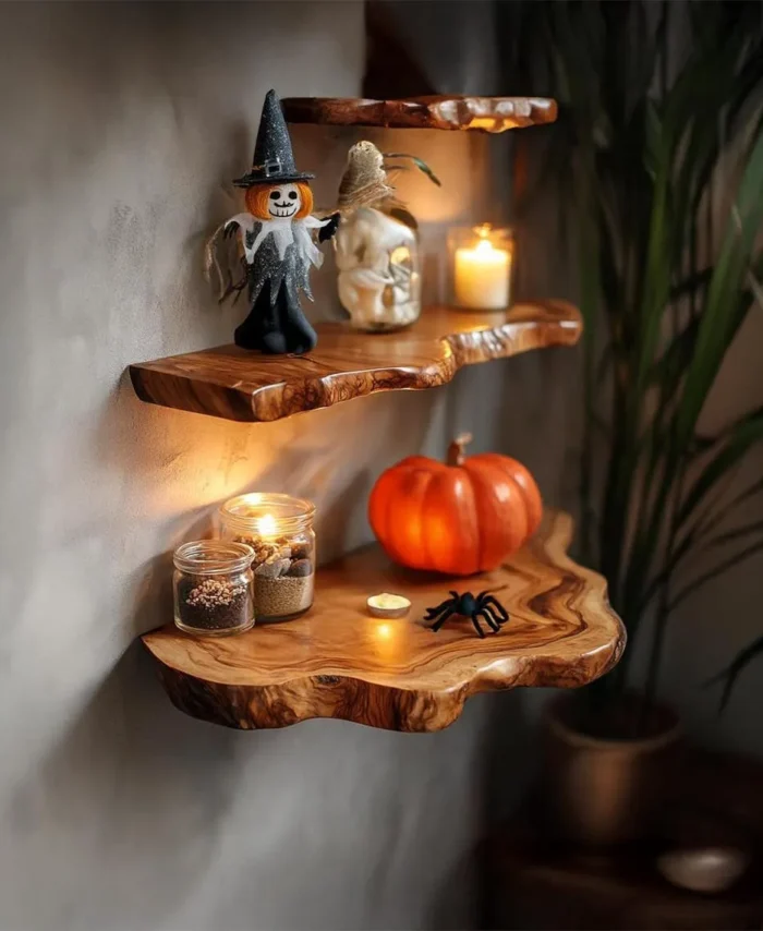 Live Edge Floating Shelf – Wood Grain Branch Style