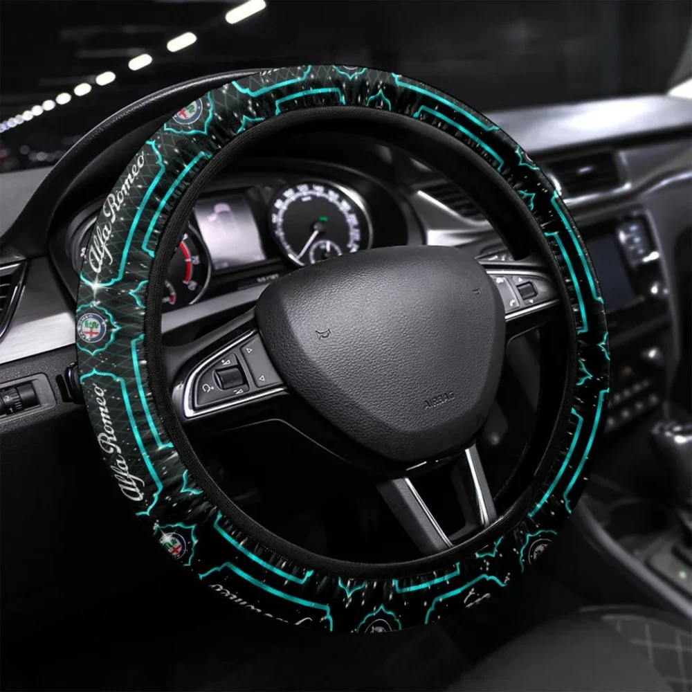 Vintage Ride Steering Wheel Cover 3D Print, Luxury Driver Comfort Wheel Cover CAR550 - Cyan