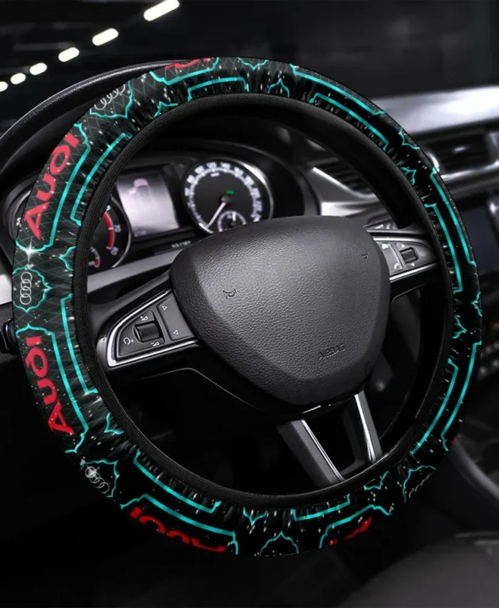 German Car Steering Wheel Cover 3D Print, Driver's Everyday Comfort Cover CAR550 - Cyan