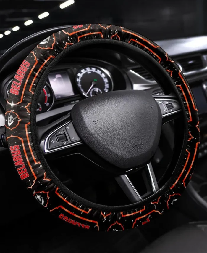 Rural Work Tractor Steering Wheel Cover 3D Print, Luxury Driver Comfort Wheel Cover CAR550 - Orange