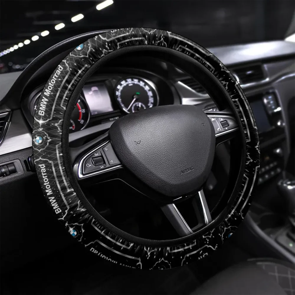 Adventure Motorcycle Steering Wheel Cover 3D Print, Luxury Driver Comfort Wheel Cover CAR550 - White