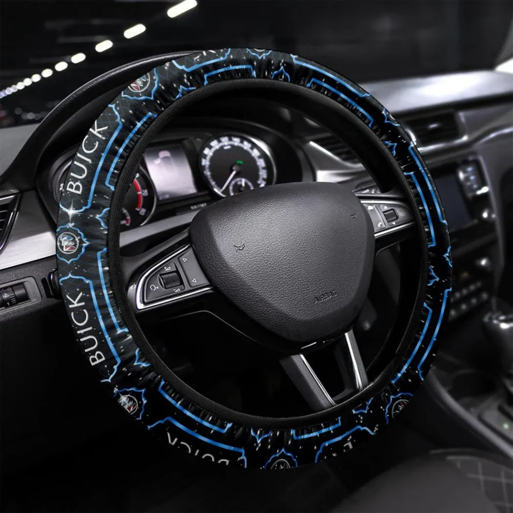 Compact SUV Steering Wheel Cover 3D Print, Premium Car Fan Grip Cover CAR550 - Blue