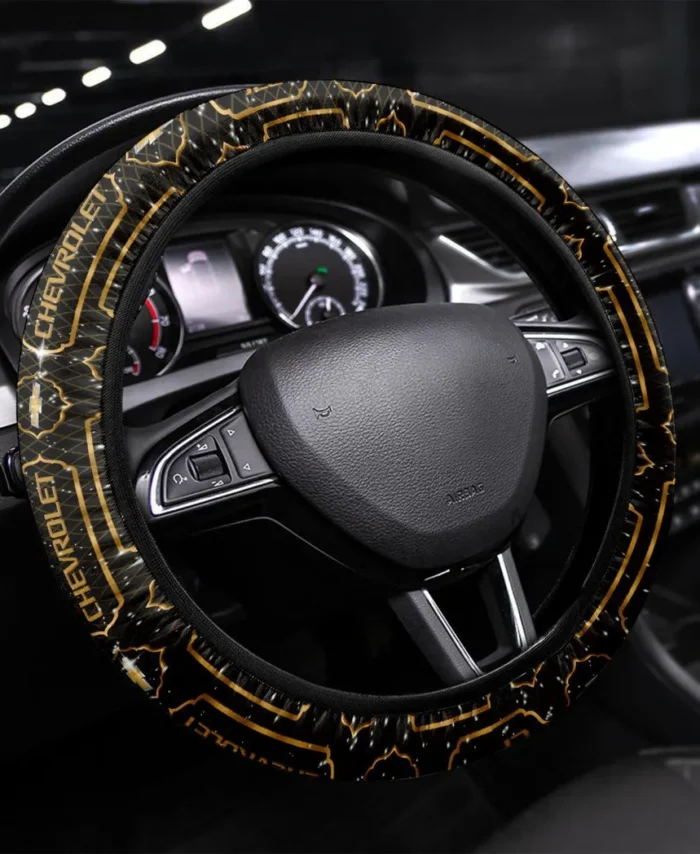 Reliable Family Car Steering Wheel Cover 3D Print, Sleek Leather Car Wheel Cover CAR550 - Yellow