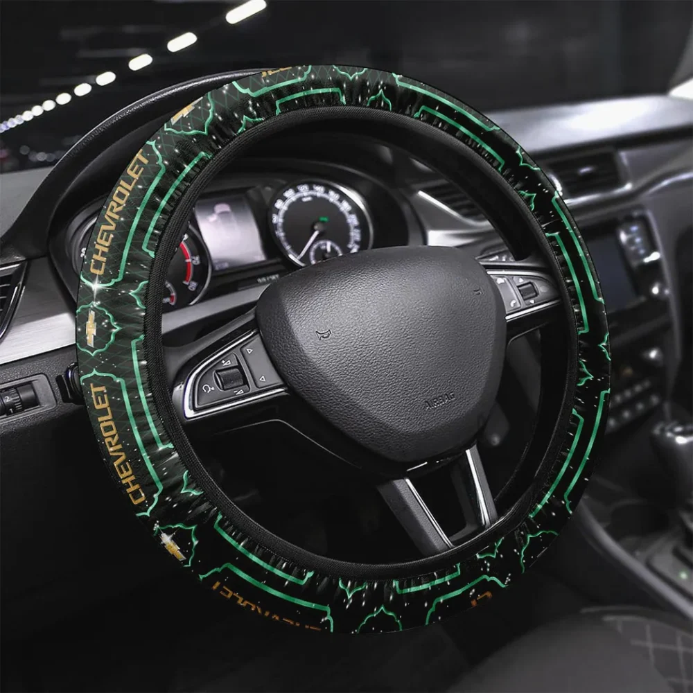Reliable Family Car Steering Wheel Cover 3D Print, High-Performance Steering Cover CAR146 - Green