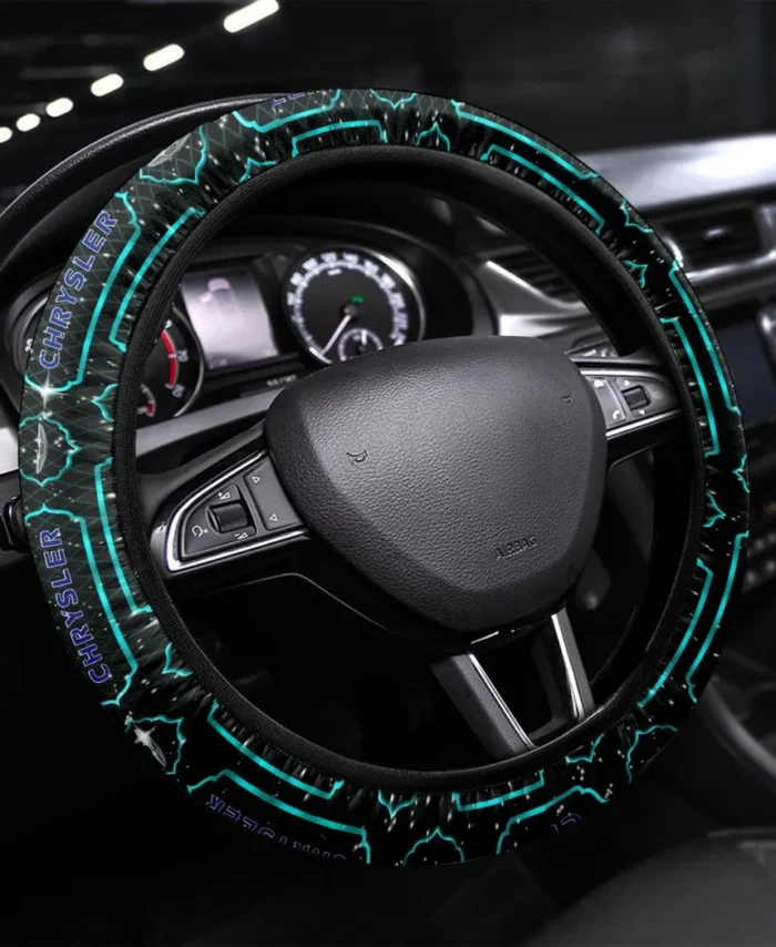Executive Steering Wheel Cover 3D Print, Sleek Leather Car Wheel Cover CAR550 - Cyan