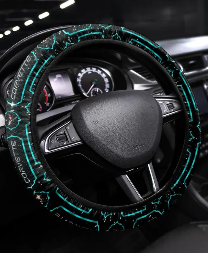 Sleek Sports Coupe Steering Wheel Cover 3D Print, Auto Fan Comfort Wheel Cover CAR550 - Cyan