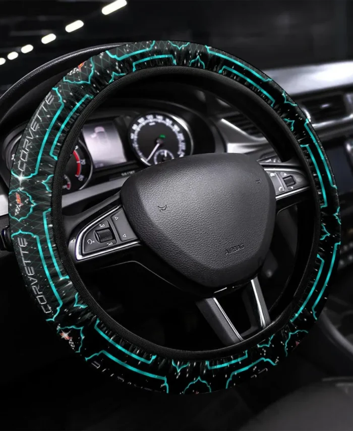 Sleek Sports Coupe Steering Wheel Cover 3D Print, Motorsport Style Steering Cover CAR550 - Cyan