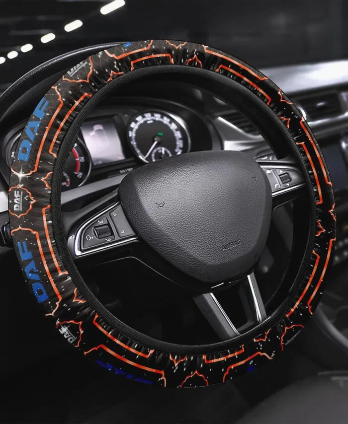 Road Hauler Steering Wheel Cover 3D Print, Custom Car Culture Wheel Cover CAR146 - Orange