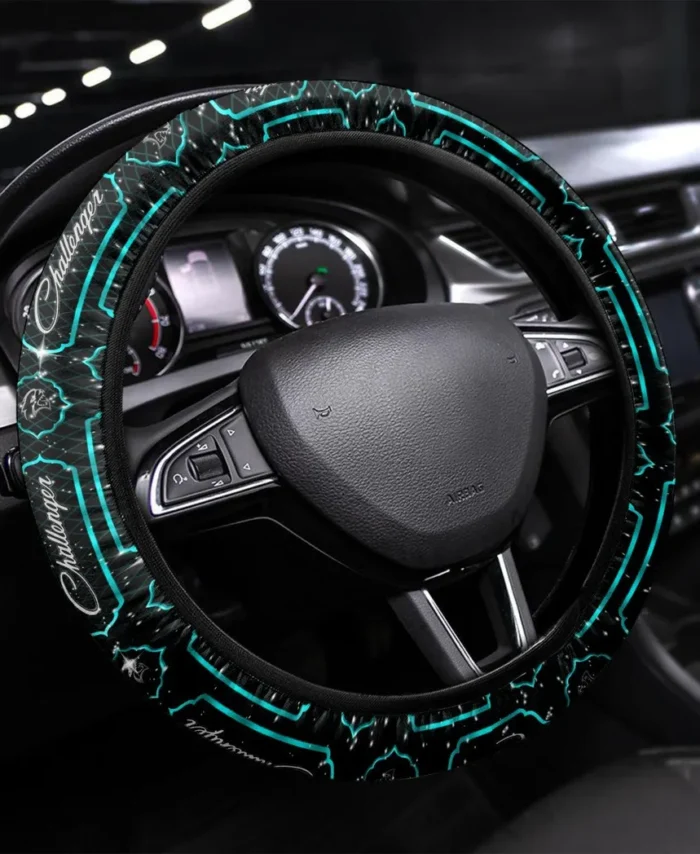 Classic Muscle Car Steering Wheel Cover 3D Print, Luxury Driver Comfort Wheel Cover CAR550 - Cyan