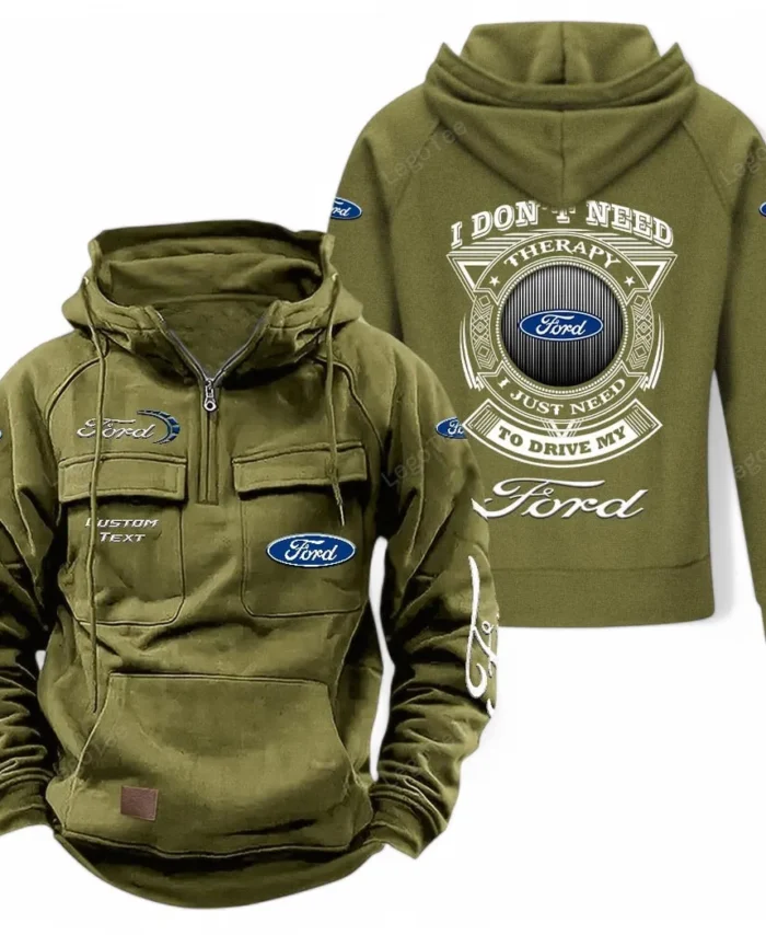 Everyday Ride Tactical Quarter Zip Hoodie, Exclusive Logo Hoodie For Car Enthusiasts CAR106 - Army Green