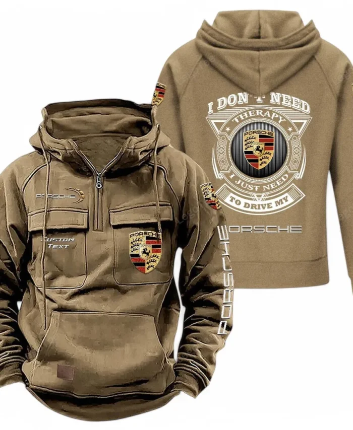 Exotic Coupe Tactical Quarter Zip Hoodie, Exclusive Logo Hoodie For Car Enthusiasts CAR106 - Khaki