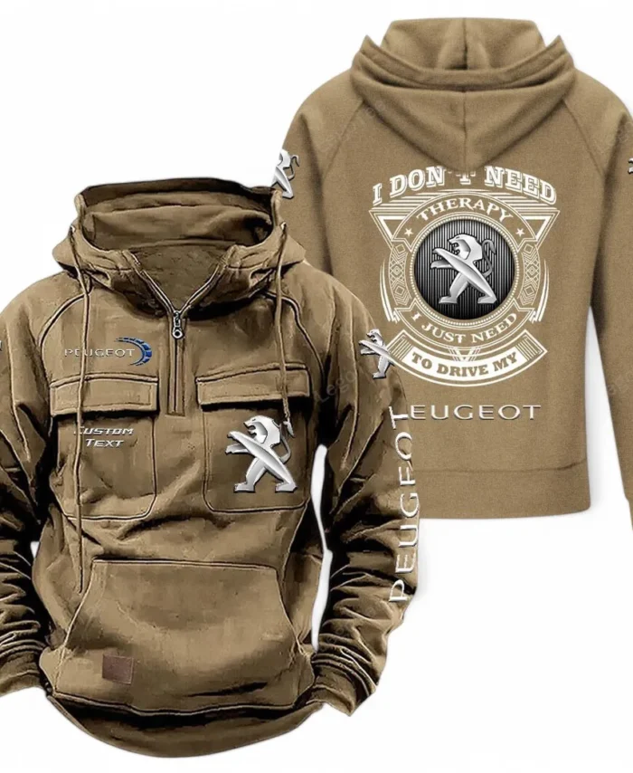 Family Auto Tactical Quarter Zip Hoodie, Exclusive Logo Hoodie For Car Enthusiasts CAR106 - Khaki
