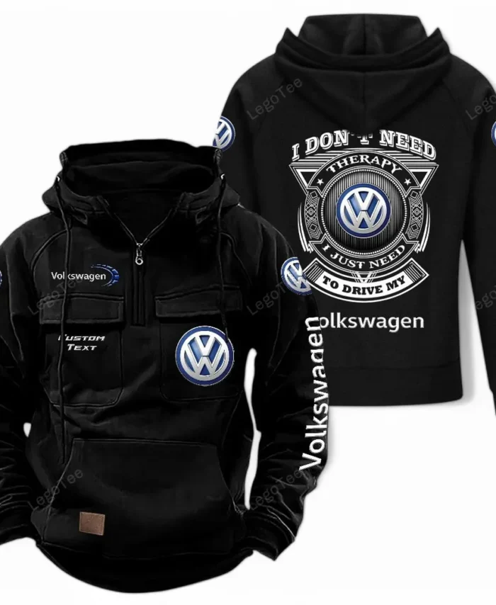 Family Car Tactical Quarter Zip Hoodie, Exclusive Logo Hoodie For Car Enthusiasts CAR106 - Black