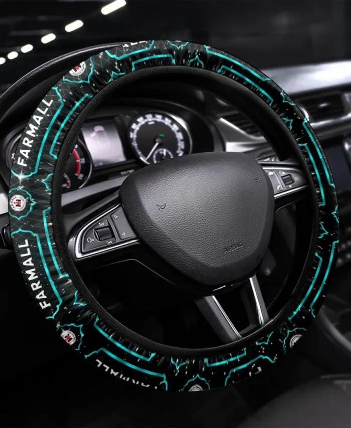 Vintage Field Machine Steering Wheel Cover 3D Print, Sleek Leather Car Wheel Cover CAR550 - Cyan