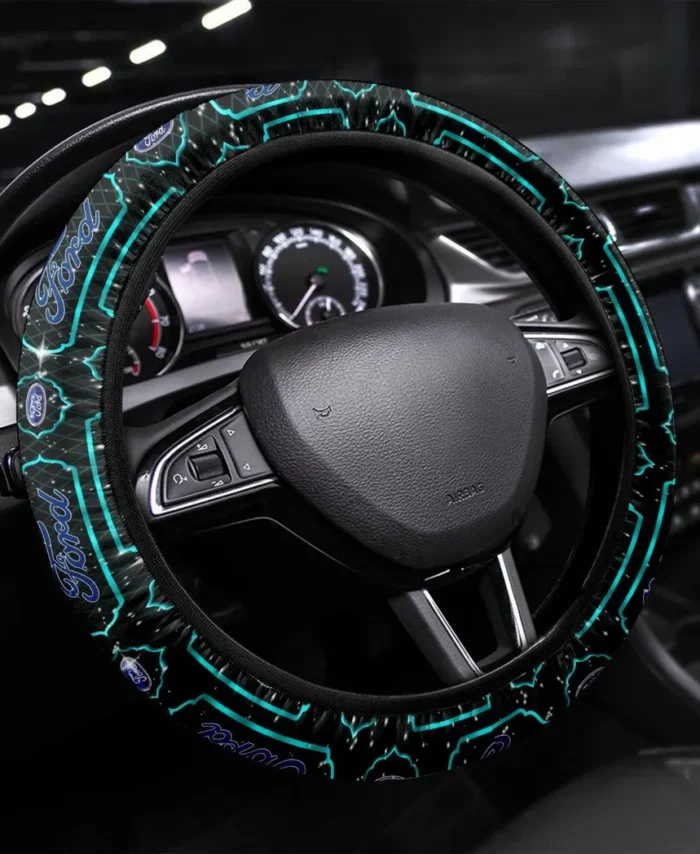 Vintage Ride Steering Wheel Cover 3D Print, Custom Road Grip Cover CAR550 - Cyan