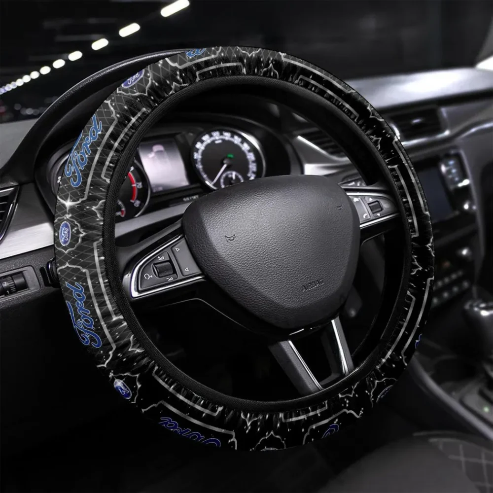 Classic Car Steering Wheel Cover 3D Print, Premium Car Fan Grip Cover CAR550 - White