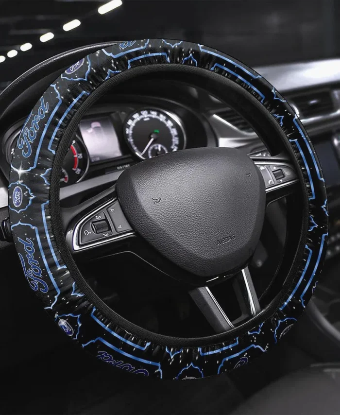 Muscle Car Steering Wheel Cover 3D Print, Performance Car Enthusiast Wheel Cover Car146 - Blue