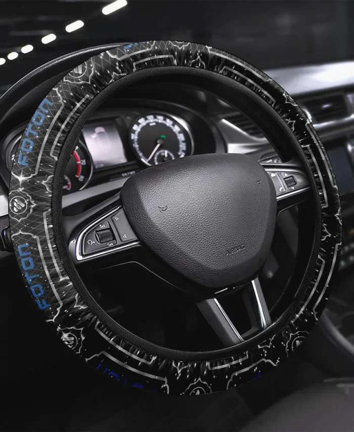Forcemax Motors Steering Wheel Cover 3D Print, Sleek Leather Car Wheel Cover CAR146 - White