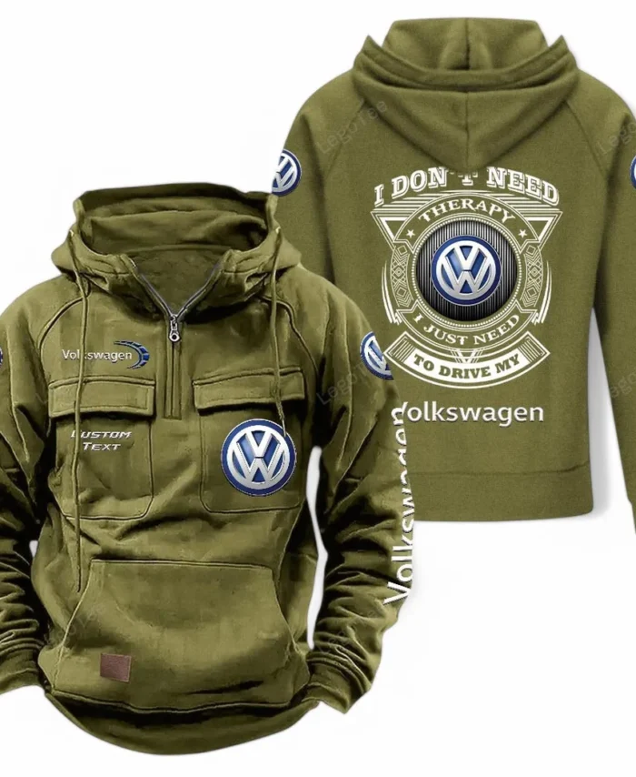 Hatchback Car Tactical Quarter Zip Hoodie, Exclusive Logo Hoodie For Car Enthusiasts CAR106 - Army Green