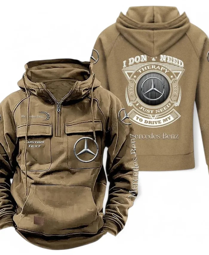 High-End Coupe Tactical Quarter Zip Hoodie, Exclusive Logo Hoodie For Car Enthusiasts CAR106 - Khaki