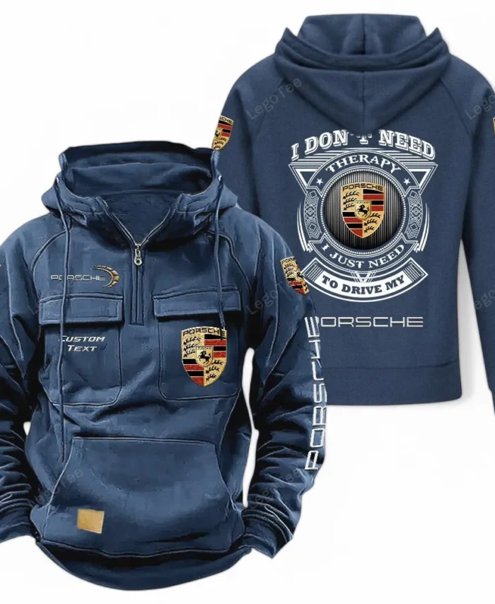High-Speed Roadster Tactical Quarter Zip Hoodie, Exclusive Logo Hoodie For Car Enthusiasts CAR106 - Dark Blue
