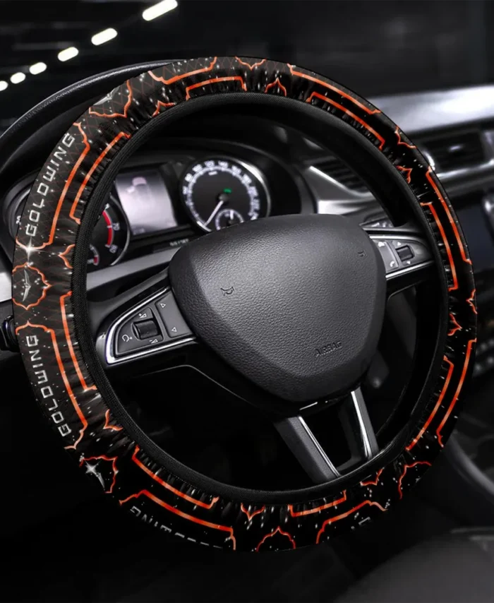 Road Touring Two-Wheeler Steering Wheel Cover 3D Print, Premium Car Fan Grip Cover CAR550 - Orange
