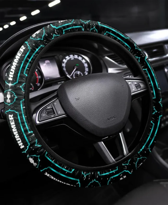 Oversized Utility SUV Steering Wheel Cover 3D Print, Motorsport Style Steering Cover CAR550 - Cyan