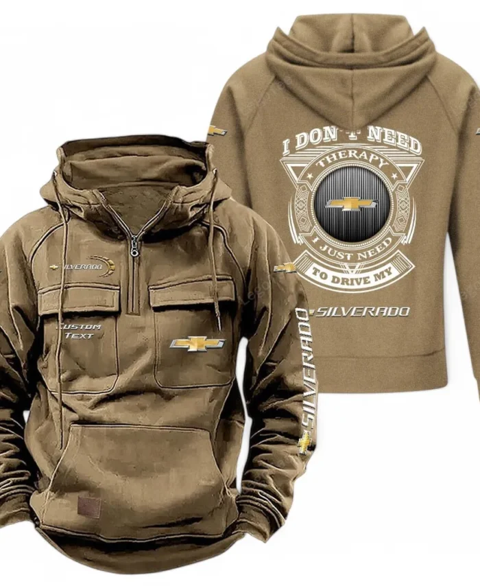 Iconic Muscle Ride Tactical Quarter Zip Hoodie, Exclusive Logo Hoodie For Car Enthusiasts CAR106 - Khaki