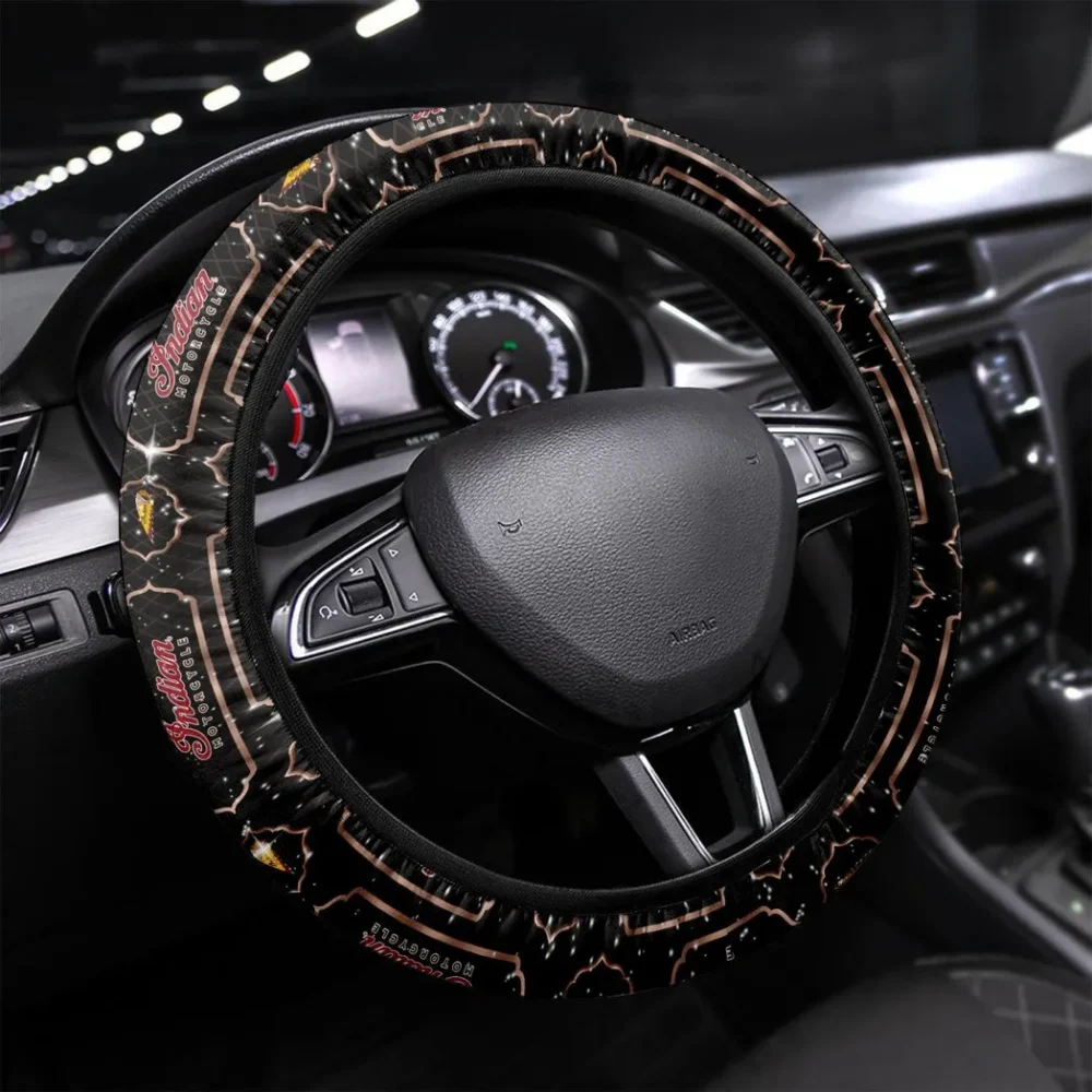 American-Style Motorbike Steering Wheel Cover 3D Print, Road-Ready Driver Wheel Cover CAR550 - Brown