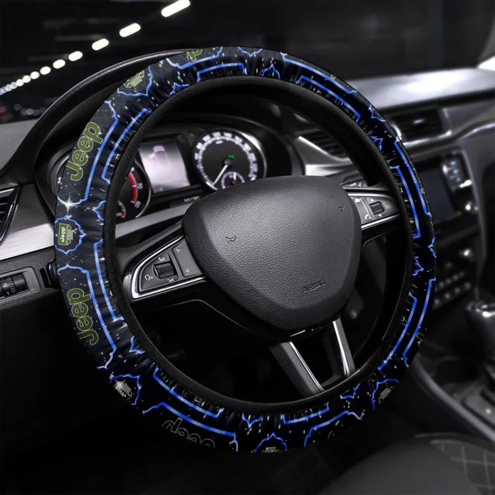 Utility 4x4 Manufacturer Steering Wheel Cover 3D Print, Sport-Inspired Steering Wheel Cover CAR550 - Blue