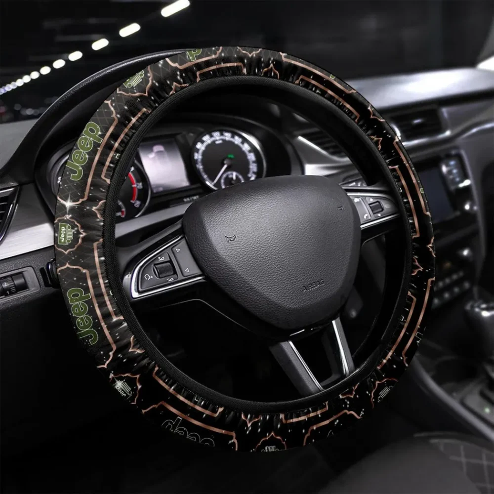 Rugged Terrain Auto Steering Wheel Cover 3D Print, Driver's Everyday Comfort Cover CAR550 - Brown