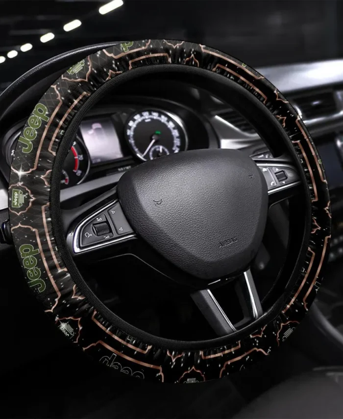 Rugged Terrain Auto Steering Wheel Cover 3D Print, Driver's Everyday Comfort Cover CAR550 - Brown