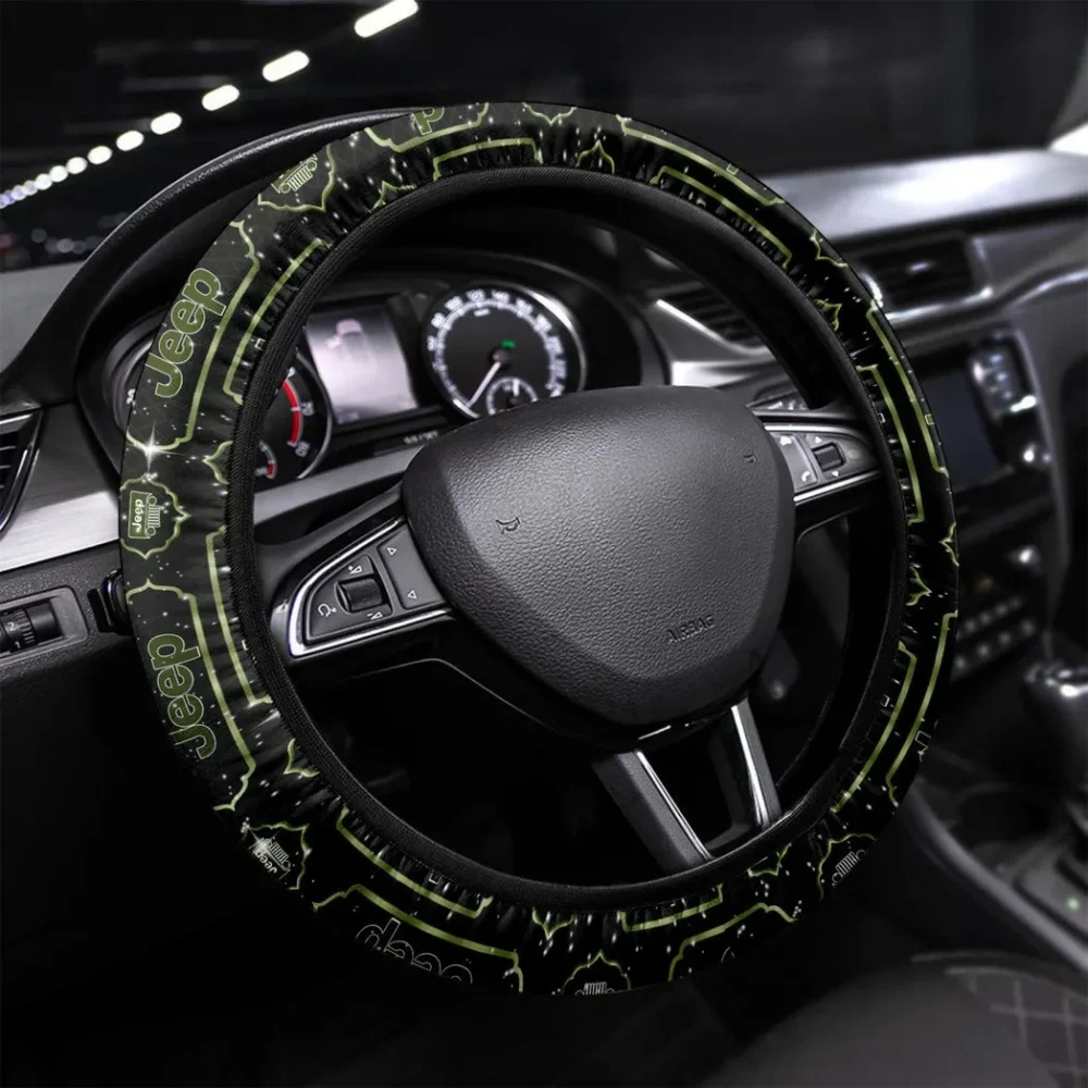 Rugged Terrain Auto Steering Wheel Cover 3D Print, Luxury Driver Comfort Wheel Cover CAR550 - Green