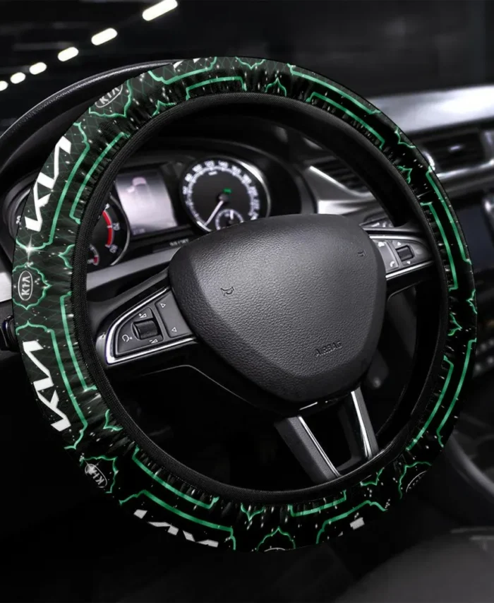 Family Sedan Steering Wheel Cover 3D Print, Motorsport Style Steering Cover CAR550 - Green