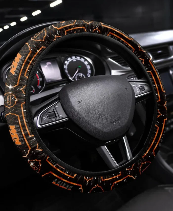 Rally Motorbike Steering Wheel Cover 3D Print, Custom Car Culture Wheel Cover CAR550 - Orange