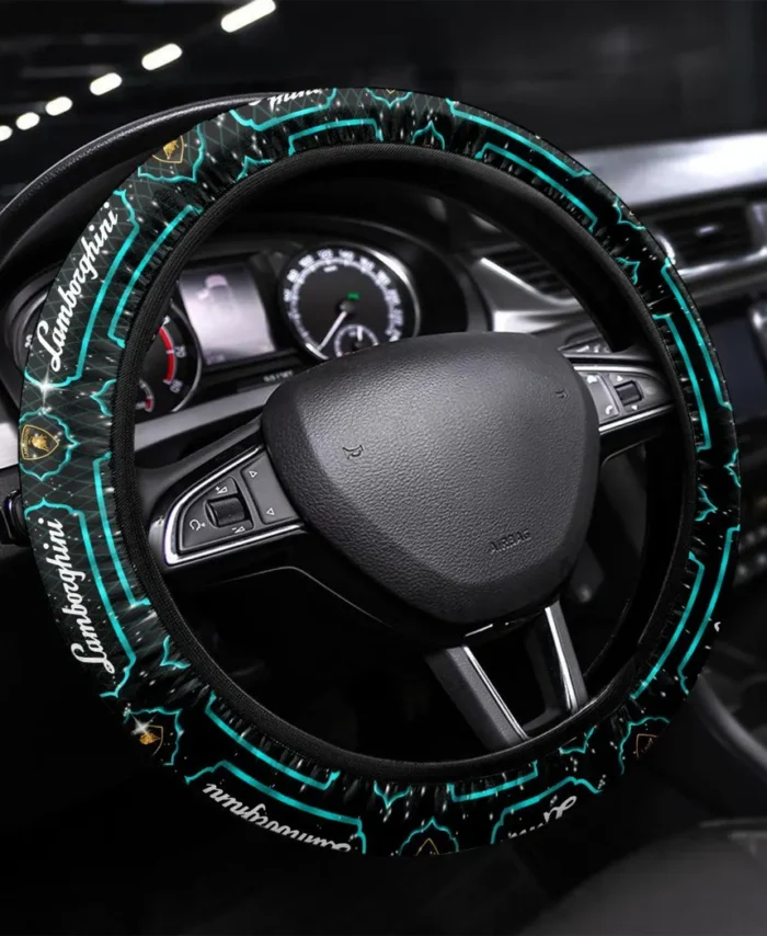 Exotic Sports Car Steering Wheel Cover 3D Print, High-Performance Steering Cover CAR550 - Cyan