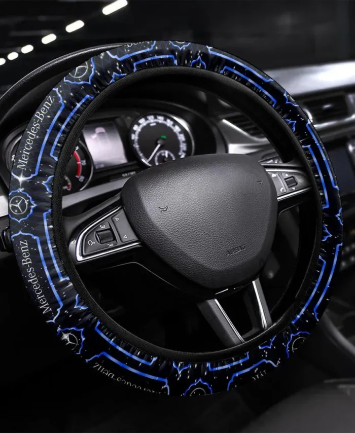 High-End Coupe Steering Wheel Cover 3D Print, Premium Car Fan Grip Cover CAR550 - Blue