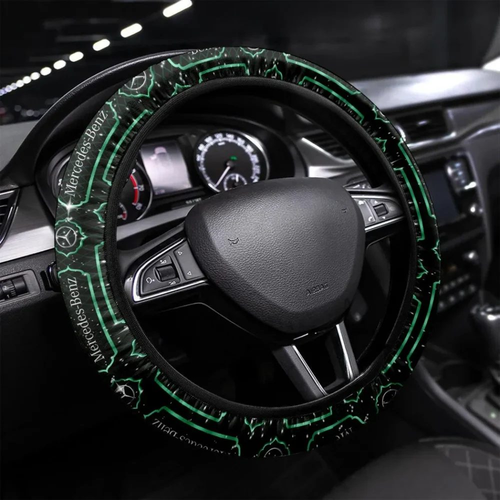Premium Road Car Steering Wheel Cover 3D Print, Custom Car Culture Wheel Cover CAR550 - Green