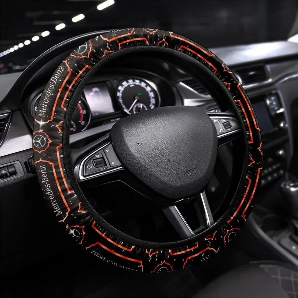 Luxury Touring Car Steering Wheel Cover 3D Print, High-Performance Steering Cover CAR550 - Orange