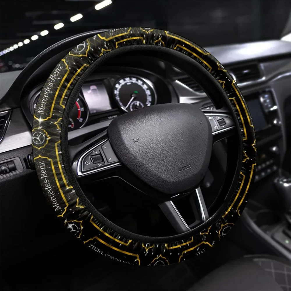 Luxury Car Steering Wheel Cover 3D Print, Performance Grip Steering Cover CAR550 - Yellow