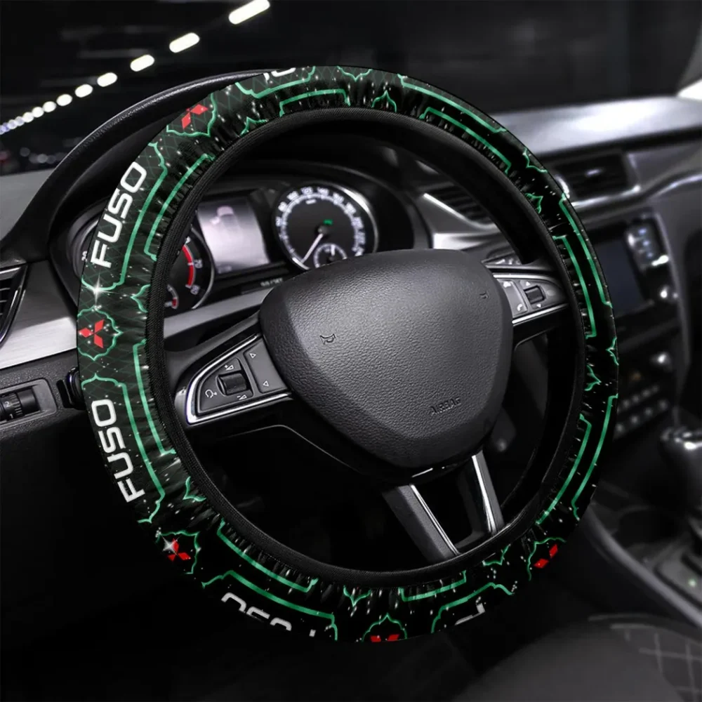 Tractor-Trailer Steering Wheel Cover 3D Print, Modern Motorsport Grip Cover CAR550 - Green