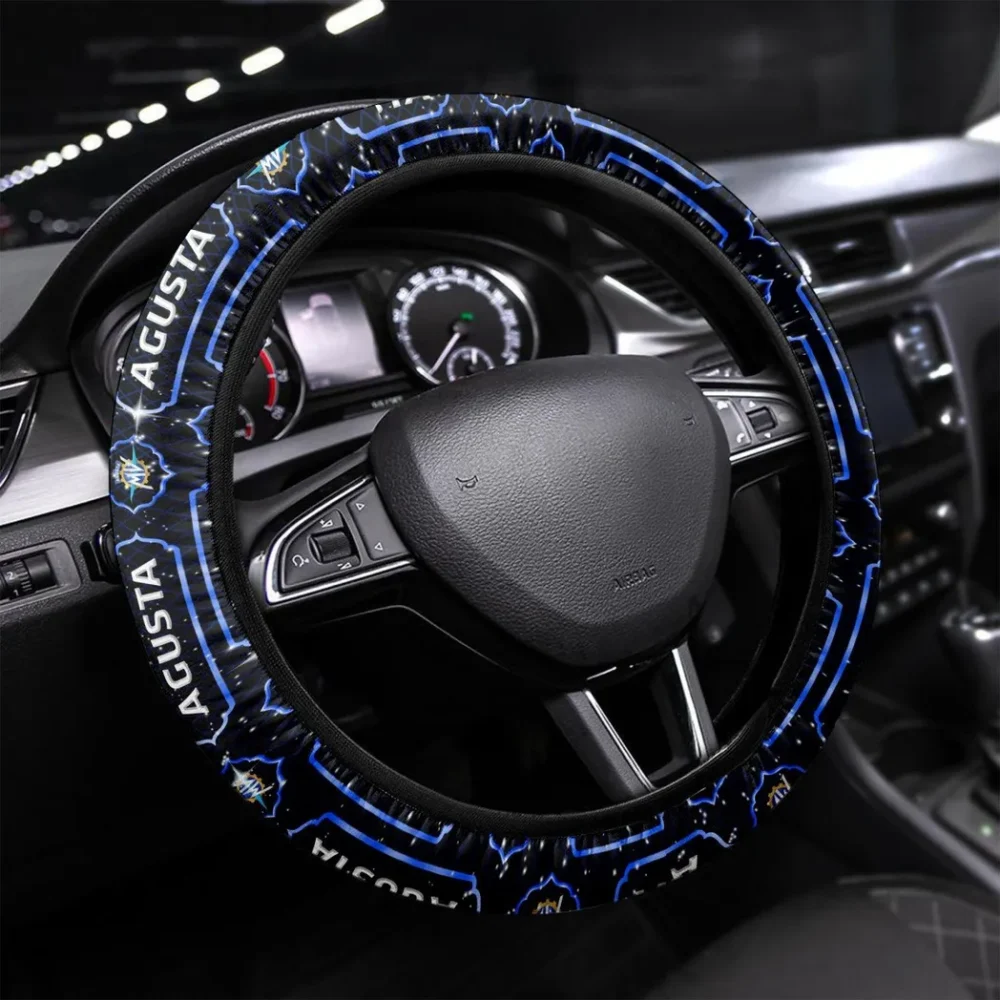 Agile Two-Wheeler Steering Wheel Cover 3D Print, All-Season Driver's Grip Cover CAR550 - Blue