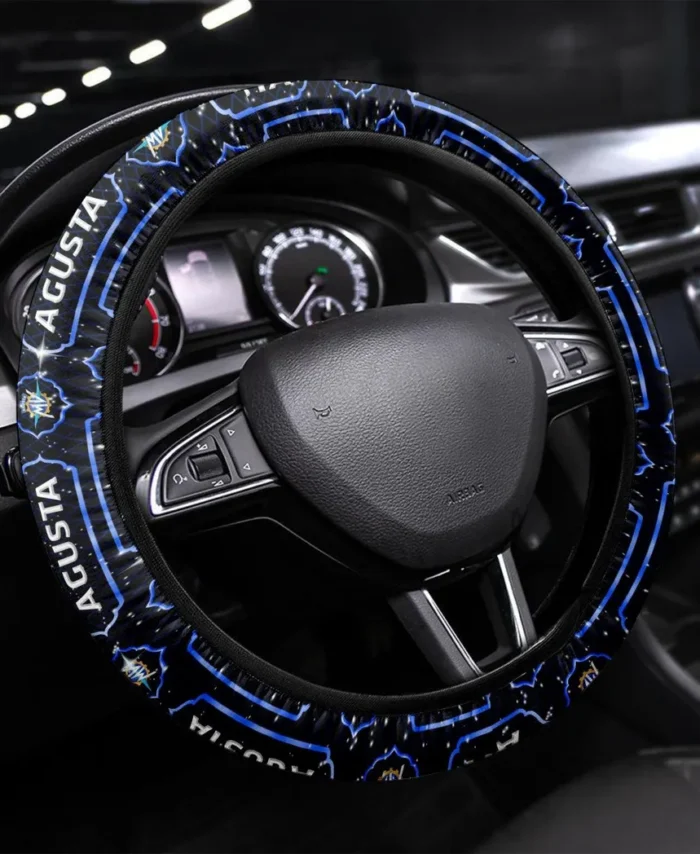Agile Two-Wheeler Steering Wheel Cover 3D Print, All-Season Driver's Grip Cover CAR550 - Blue