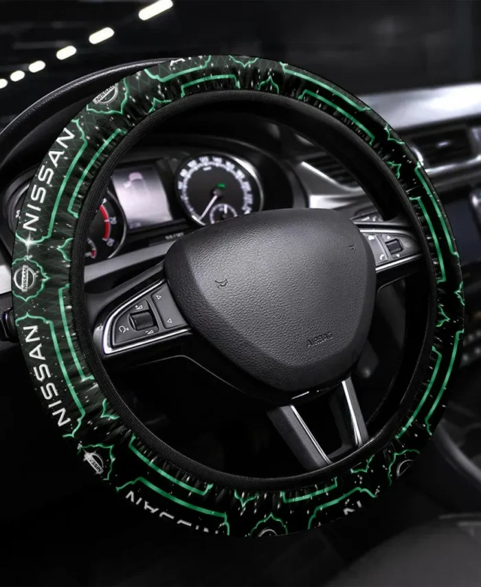 Family Sedan Steering Wheel Cover 3D Print, Custom Car Culture Wheel Cover CAR550 - Green