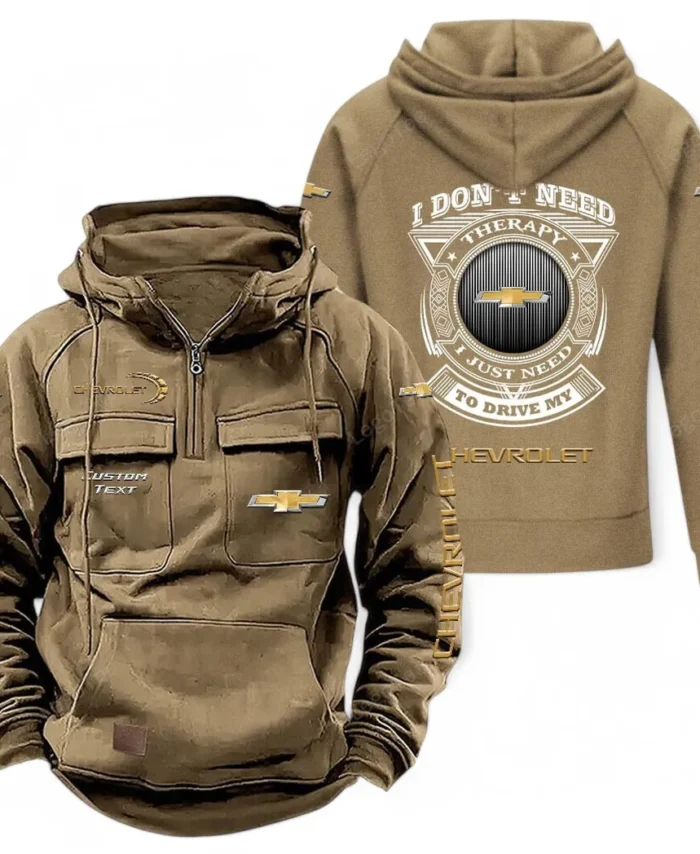 Off-Road SUV Tactical Quarter Zip Hoodie, Exclusive Logo Hoodie For Car Enthusiasts CAR106 - Khaki