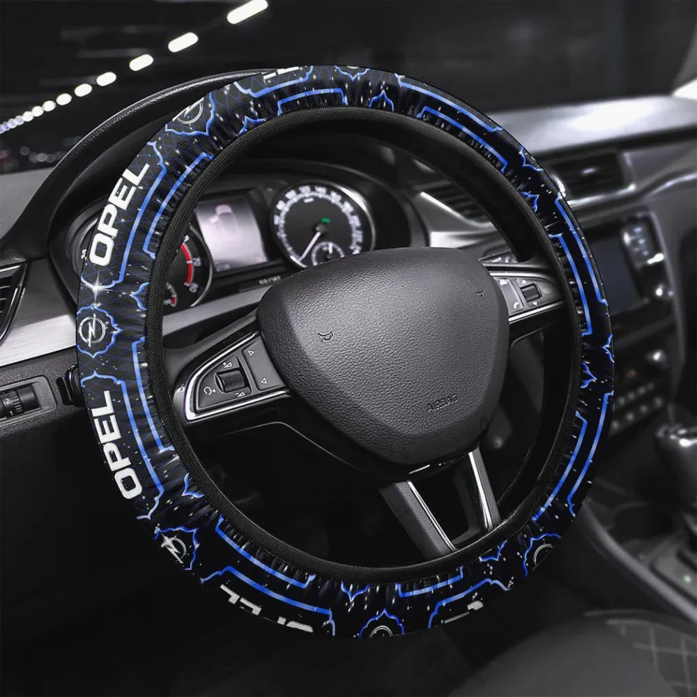 Affordable Automobile Steering Wheel Cover 3D Print, Driver's Everyday Comfort Cover CAR146 - Blue