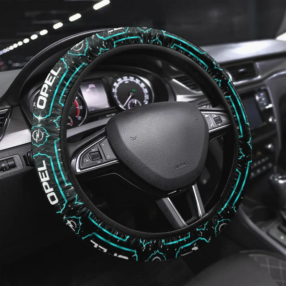 Affordable Automobile Steering Wheel Cover 3D Print, Auto Fan Comfort Wheel Cover CAR146 - Cyan