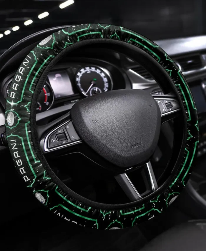 Premium Sports Sedan Steering Wheel Cover 3D Print, Sport-Inspired Steering Wheel Cover CAR550 - Green