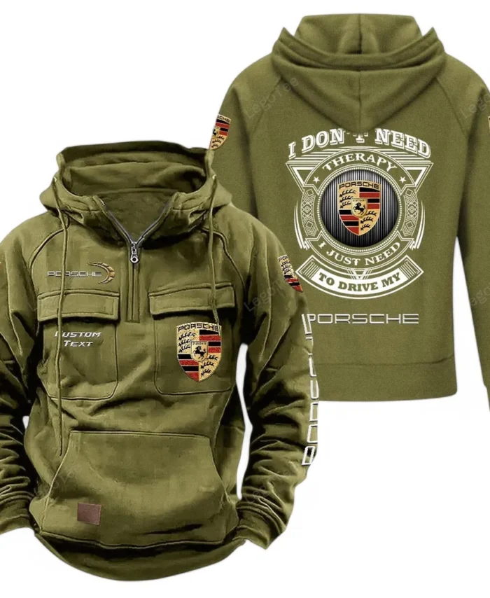 Performance Car Tactical Quarter Zip Hoodie, Exclusive Logo Hoodie For Car Enthusiasts CAR106 - Army Green